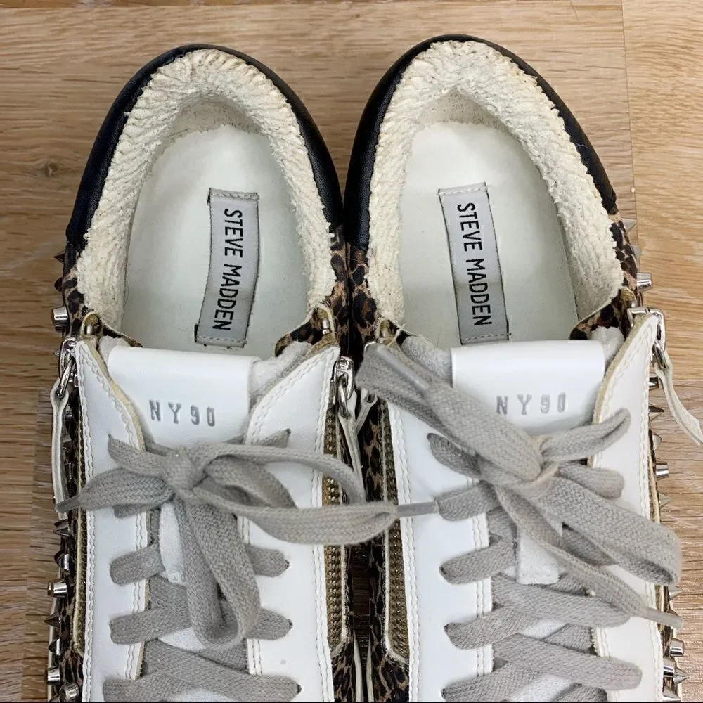 Steve Madden Women’s Size 11 Parka Studded Zippered Leopard Sneakers, Size 11